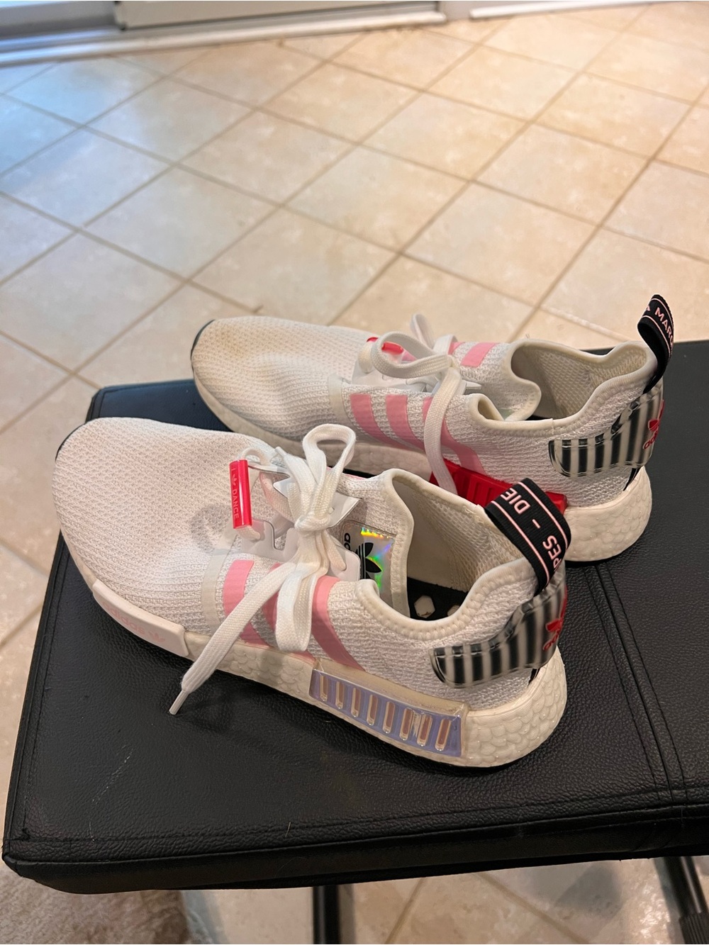 Adidas NMD_R1 White True Pink Hologram women's 9 - Picture 4 of 7